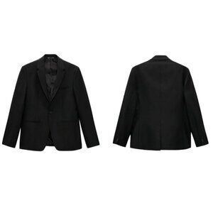 NEW ZARA TEXTURED SUIT JACKET BLACK | 4022/530